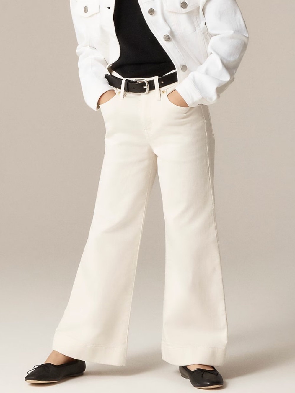 J crew ivory Girls' sailor garment-dyed stretch denim trouser
